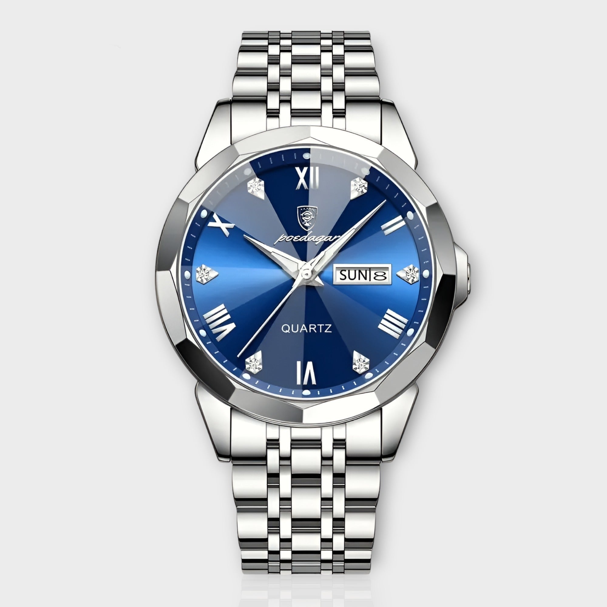 Quartz Movement Men's Watch with Stainless Steel Band - Elegant Design