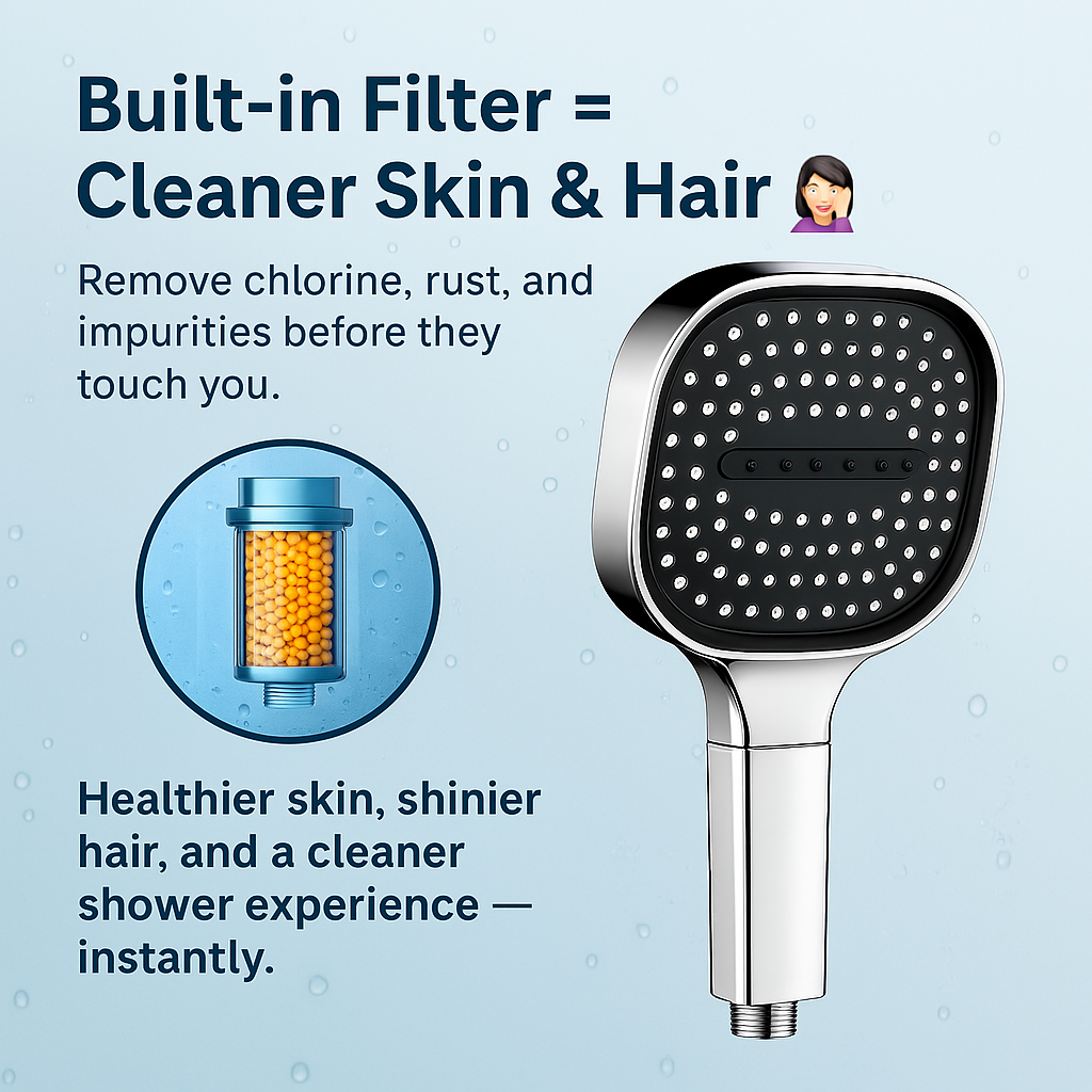Filtered Shower Head with High Pressure | Hard Water Softener & Purifier