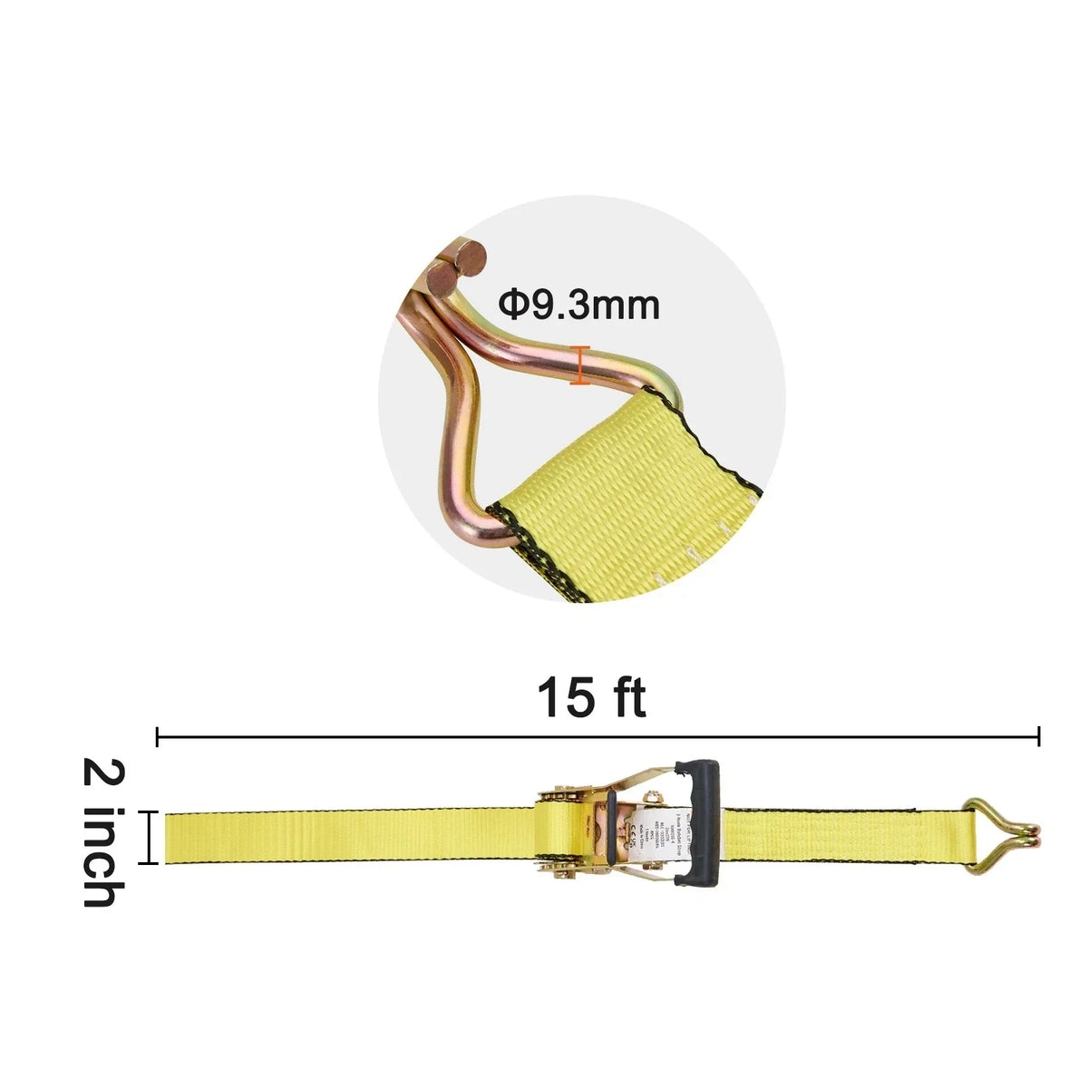 Heavy Duty Ratchet Straps - 4 Pack, 2" x 15', 5000 lbs Capacity with Double J Hook