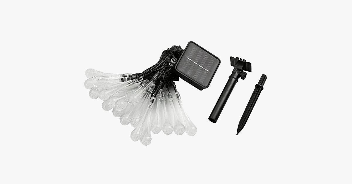 Waterproof Fairy String Lights with Solar Raindrop Design for Outdoor Decor