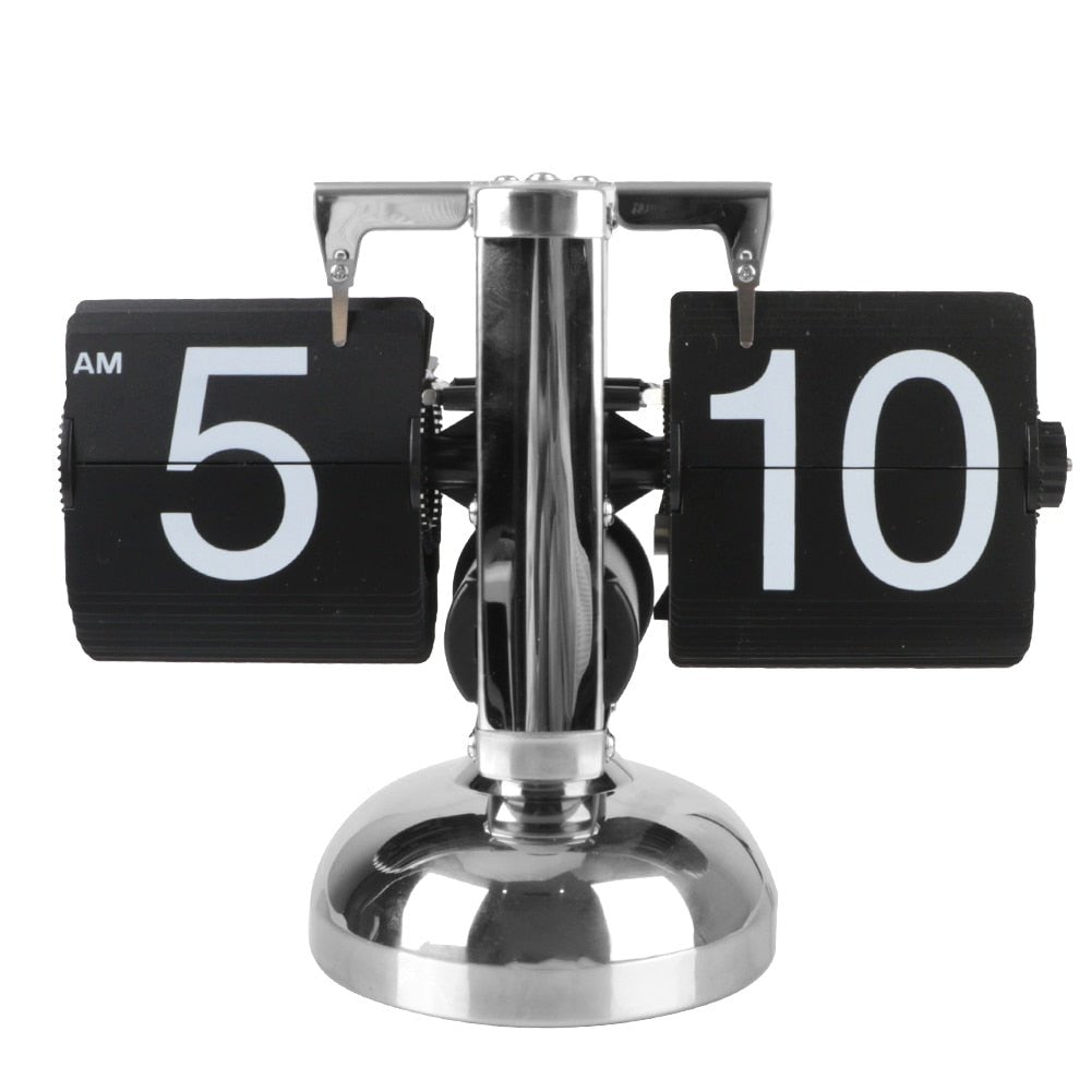 Silent Quartz Movement Desk Clock with Large Numbers and Flip Card Design