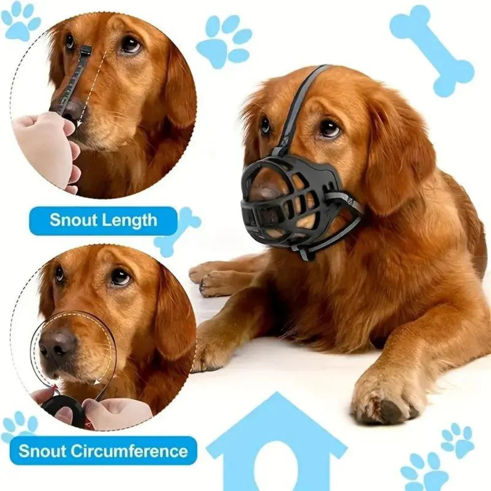 Adjustable Dog Muzzle with Breathable Polyester and Mesh Straps