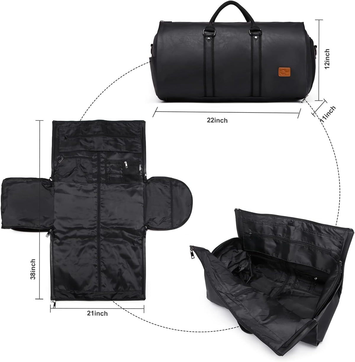 Weekender Suit Duffel and Carry-On Bag – Convertible PU Leather