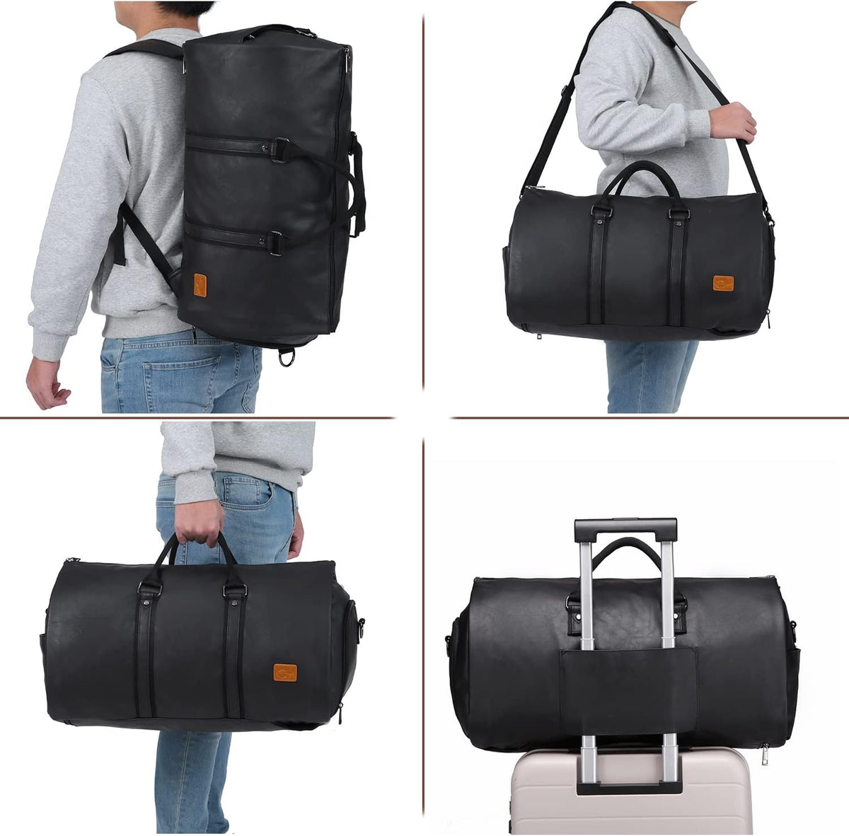Weekender Suit Duffel and Carry-On Bag – Convertible PU Leather