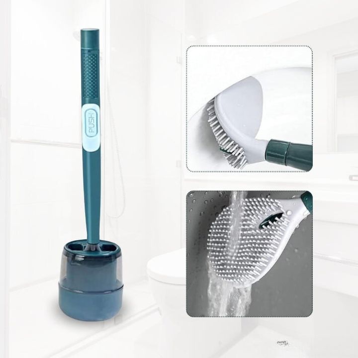 Wall-Mounted Toilet Brush with Integrated Spray Feature