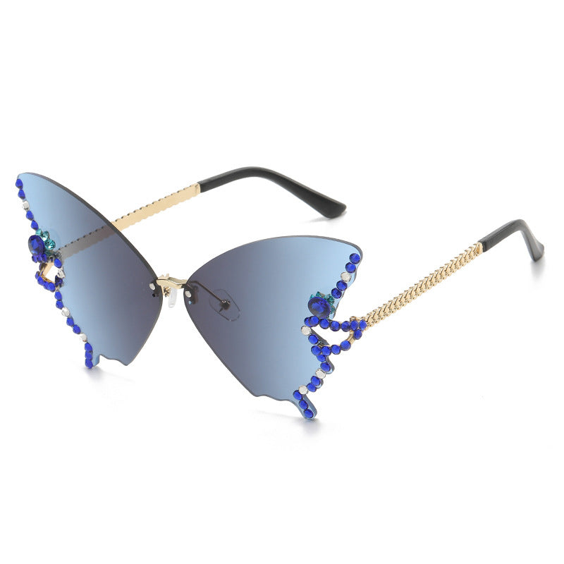 Crystal-Embellished Butterfly-Shaped Sunglasses