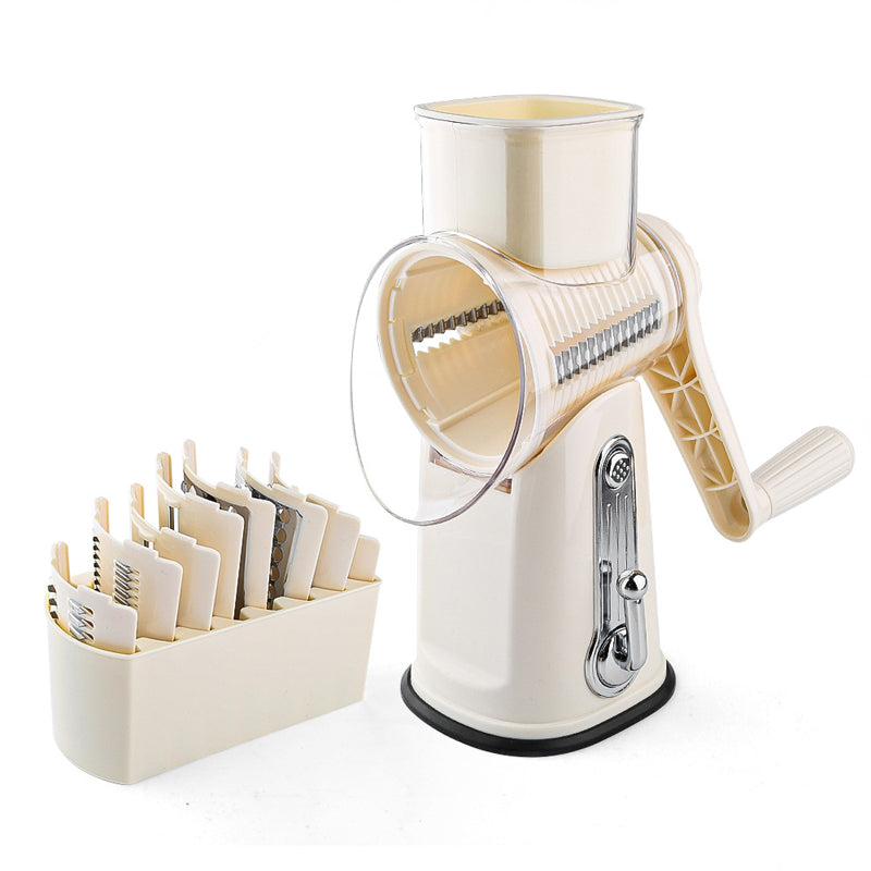 Multi-Blade Food Shredder - Rotary Grater for Cheese and Vegetables