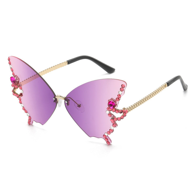 Crystal-Embellished Butterfly-Shaped Sunglasses