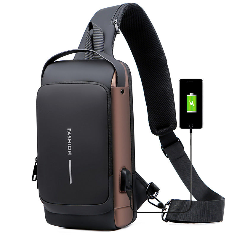 Waterproof and Theft-Resistant Shoulder Bag with USB Port