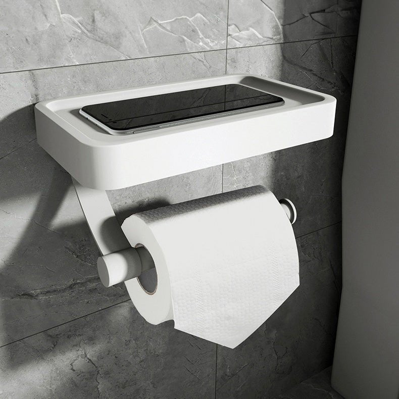 Stainless Steel Toilet Paper Holder with Shelf – Wall-Mount, Black, White, Gray