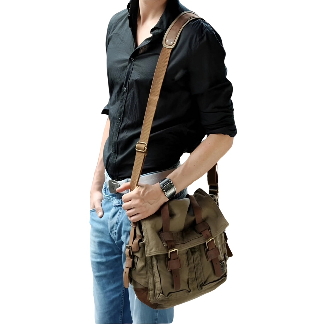 Canvas Crossbody Bag for Men - Vintage Messenger and Commuter Sling