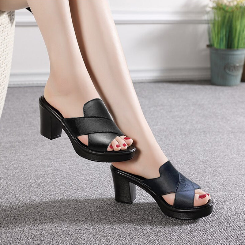 Block Heel Sandals on a Platform