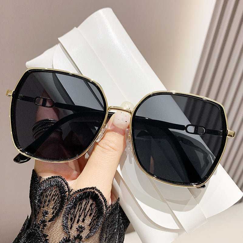 Metal Frame Oversized Sunglasses with Polarized Lenses