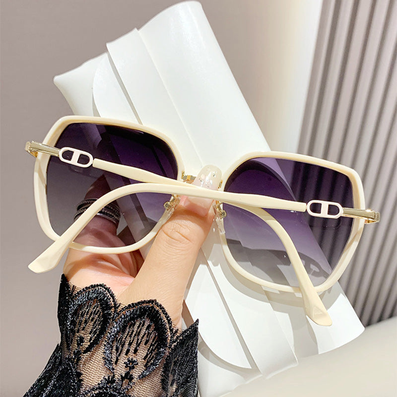 Metal Frame Oversized Sunglasses with Polarized Lenses