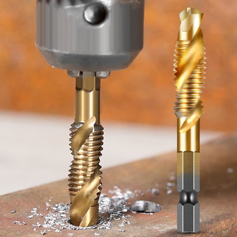 Hex Shank Tap Set – 6 Pieces with Spiral Flute Design