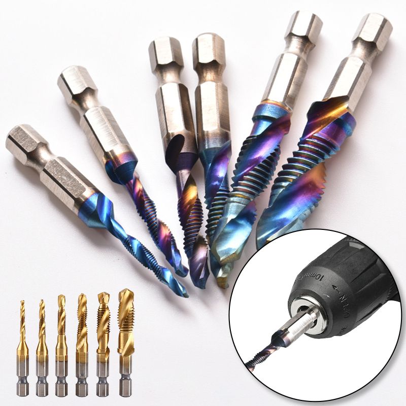 Hex Shank Tap Set – 6 Pieces with Spiral Flute Design