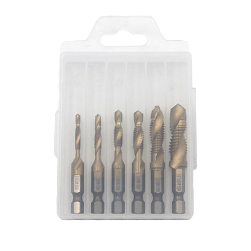 Hex Shank Tap Set – 6 Pieces with Spiral Flute Design