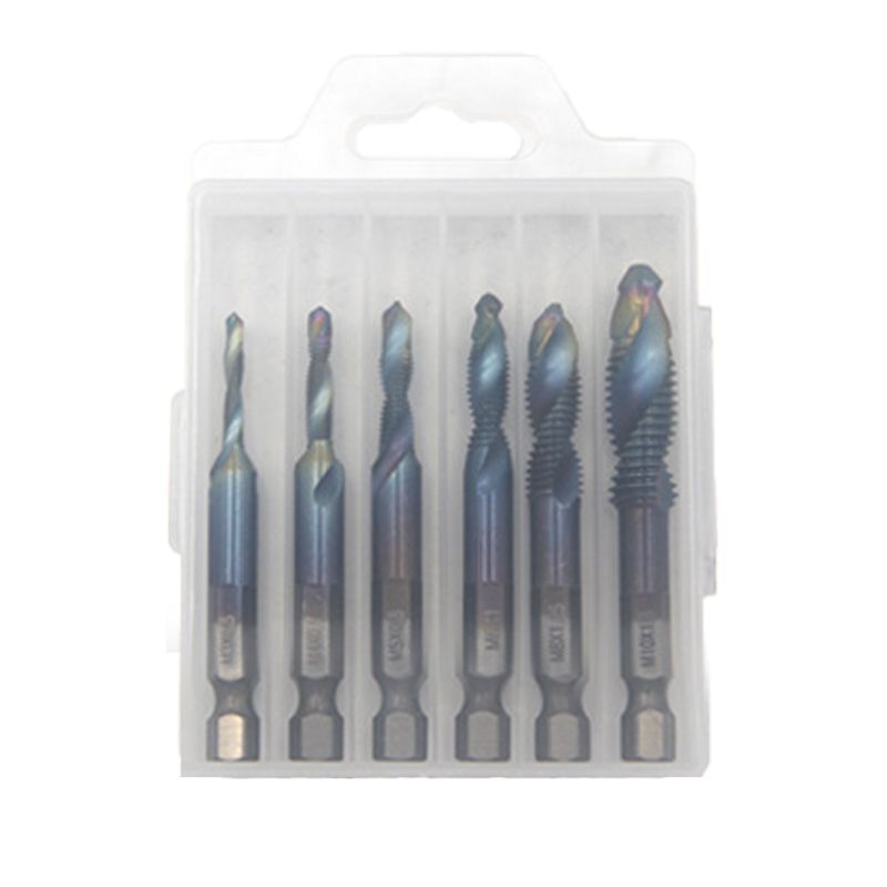 Hex Shank Tap Set – 6 Pieces with Spiral Flute Design