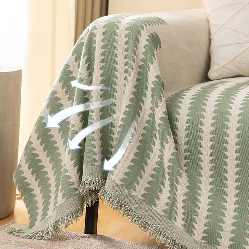 Non-Slip Sofa Cover in Striped Cotton Blend Fabric