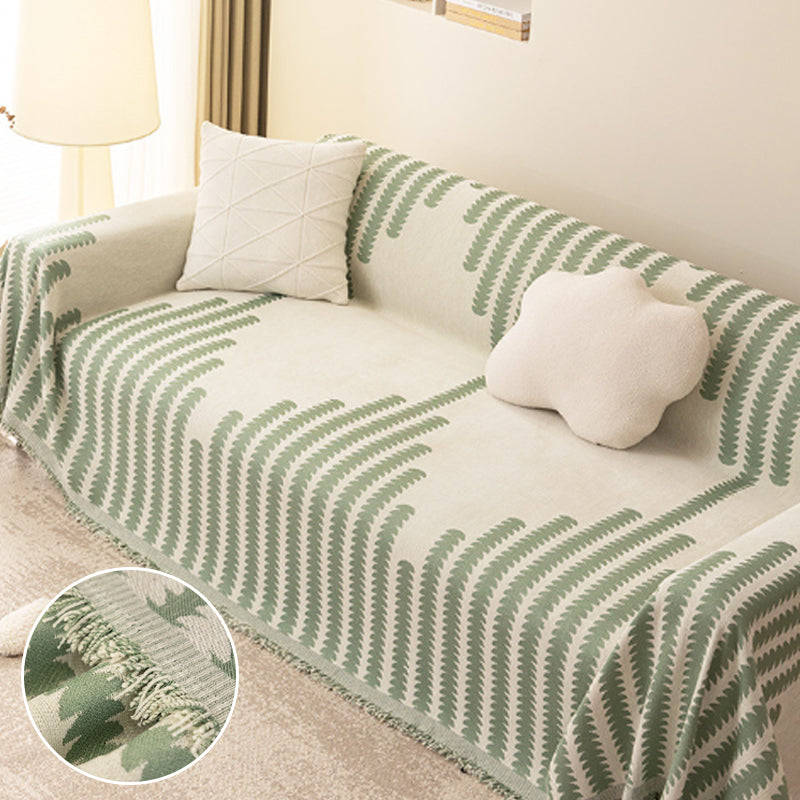 Non-Slip Sofa Cover in Striped Cotton Blend Fabric