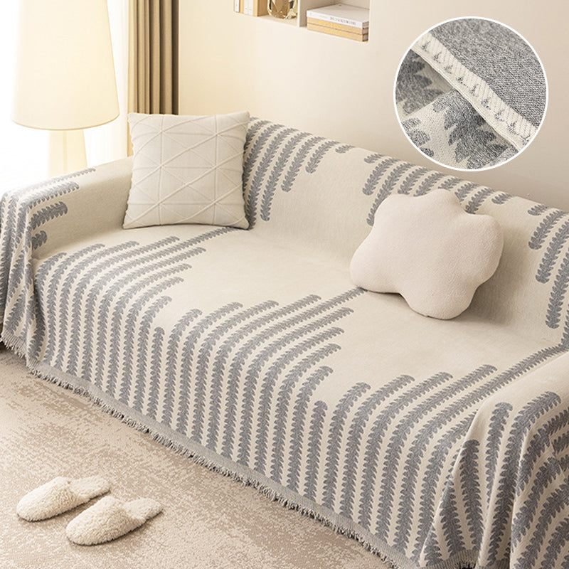 Non-Slip Sofa Cover in Striped Cotton Blend Fabric