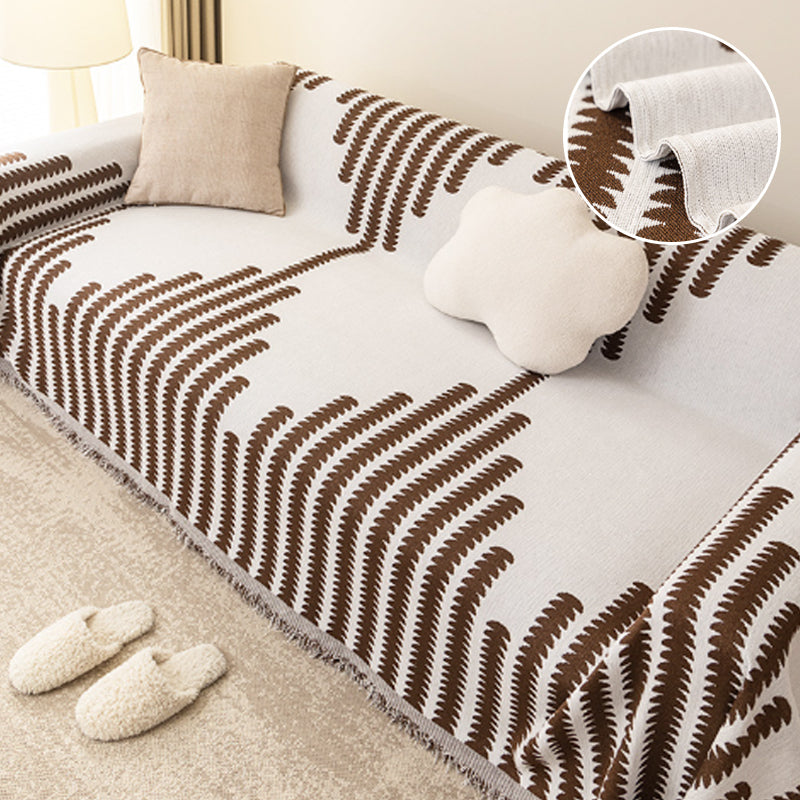 Non-Slip Sofa Cover in Striped Cotton Blend Fabric