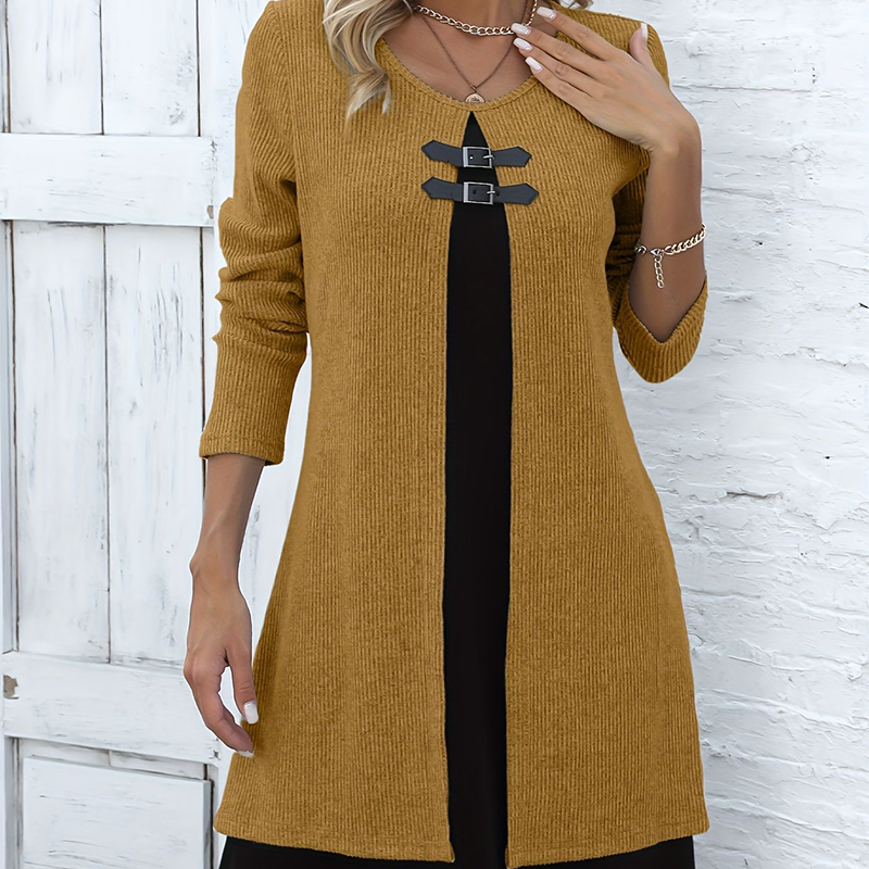 A-line Dress for Women Featuring Faux Leather Straps