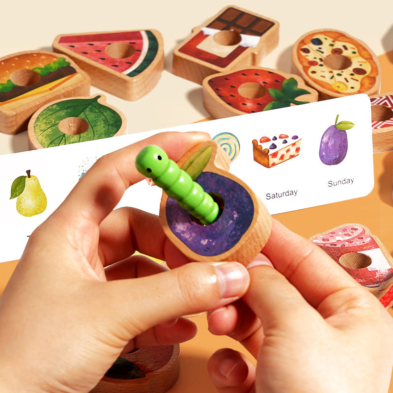 Wooden Caterpillar Threading Toy – Enhances Motor Skills and Imagination