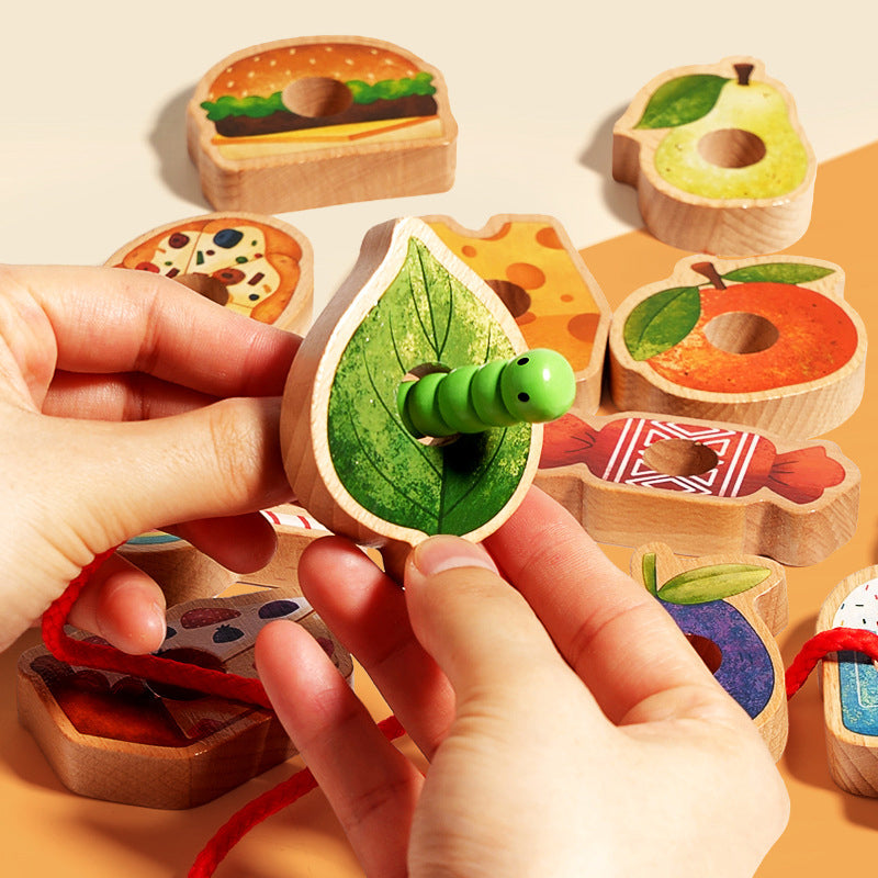 Wooden Caterpillar Threading Toy – Enhances Motor Skills and Imagination