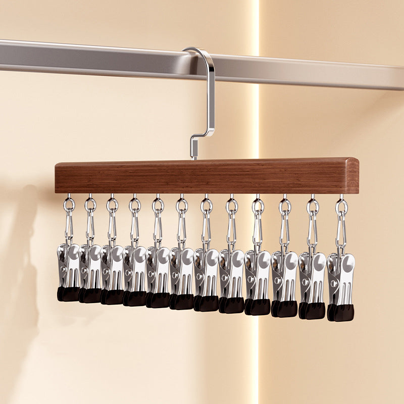 Wooden Clip Hanger for Closet Organization – Rotating Design