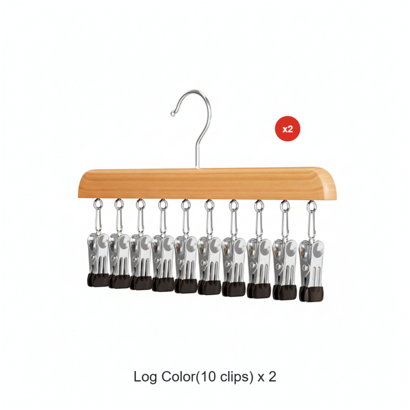 Wooden Clip Hanger for Closet Organization – Rotating Design