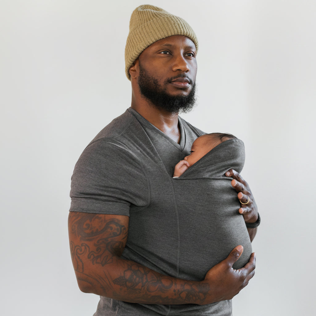 Stretchy Cotton T-Shirt for Babywearing with Integrated Baby Pouch, Washable