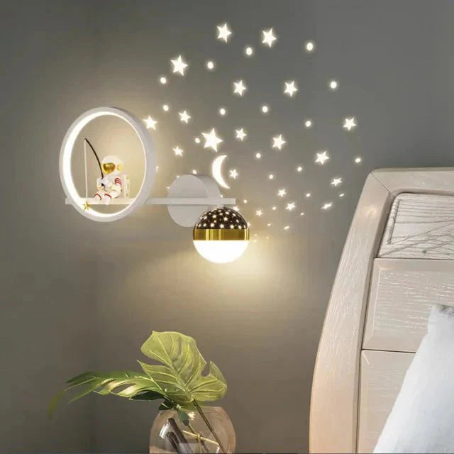 Moon and Star Design Wall Light for Kids' Room