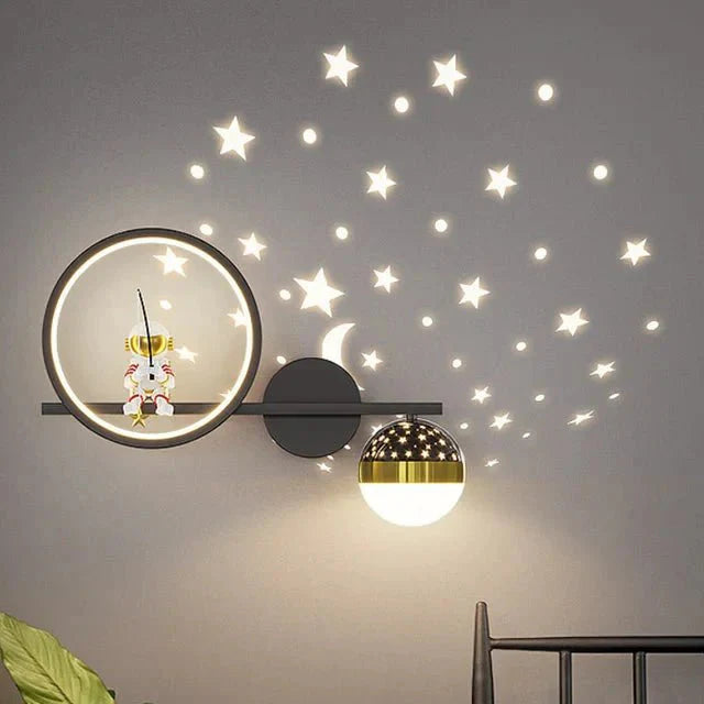 Moon and Star Design Wall Light for Kids' Room