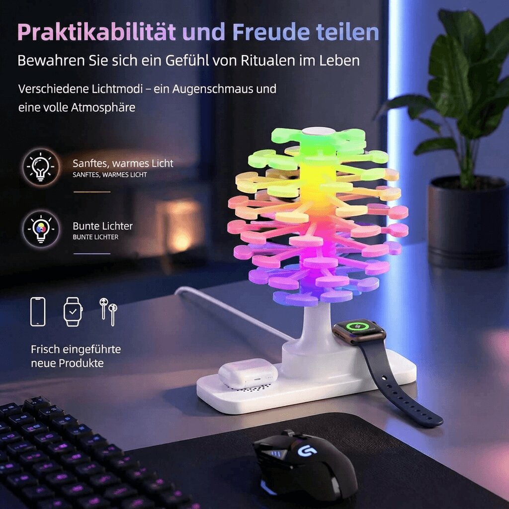 Stylish Desk Lamp with Wireless Charging | Spiral Tree Design