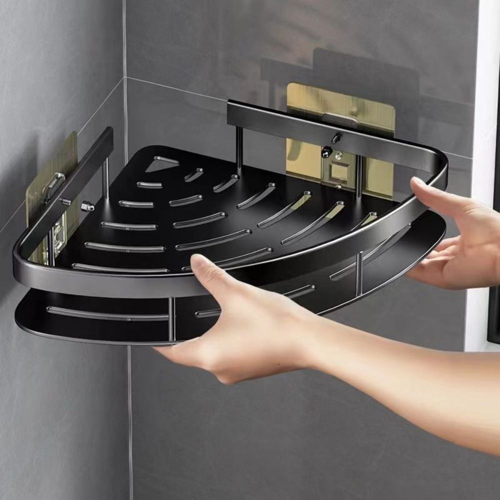 Aluminum Corner Shelf for Shower and Bathroom - No Drilling Required