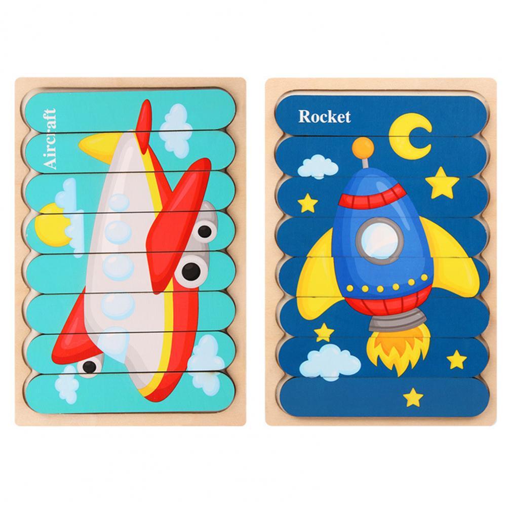Double-Sided Educational Puzzle Set with Wooden Pegs for Kids
