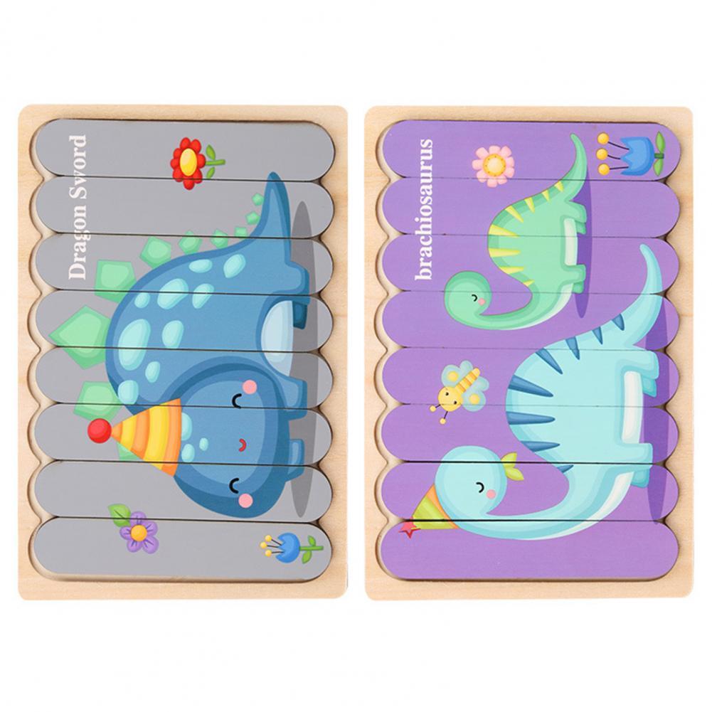 Double-Sided Educational Puzzle Set with Wooden Pegs for Kids