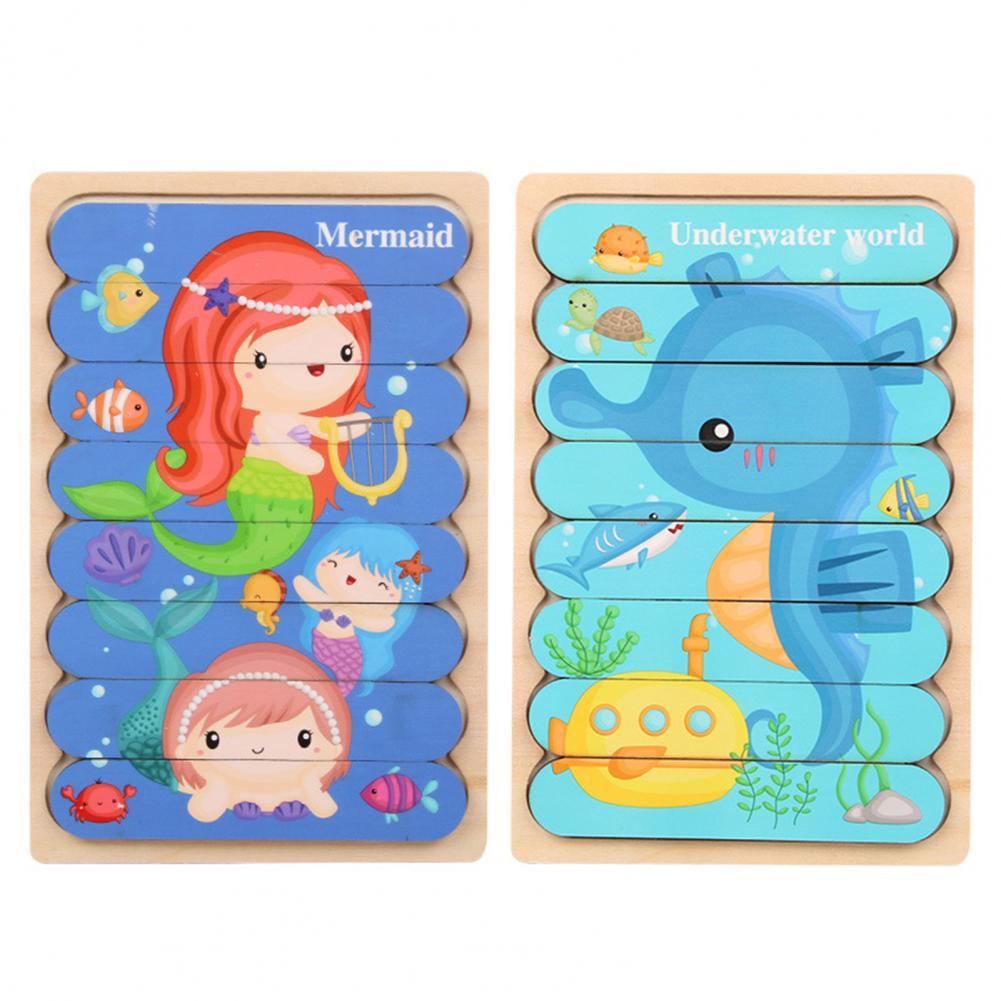 Double-Sided Educational Puzzle Set with Wooden Pegs for Kids