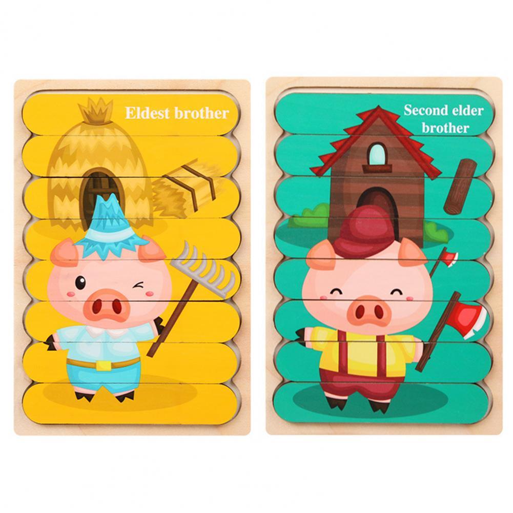 Double-Sided Educational Puzzle Set with Wooden Pegs for Kids