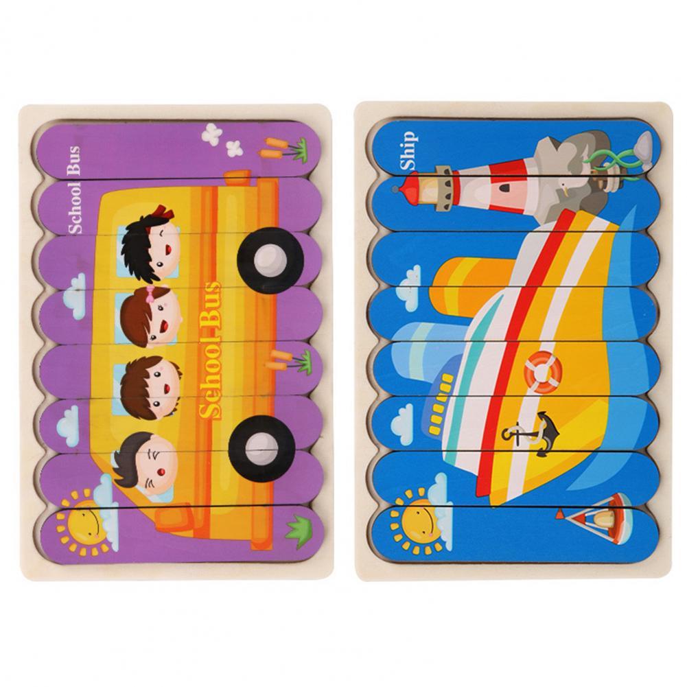 Double-Sided Educational Puzzle Set with Wooden Pegs for Kids