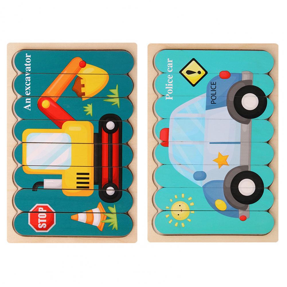 Double-Sided Educational Puzzle Set with Wooden Pegs for Kids