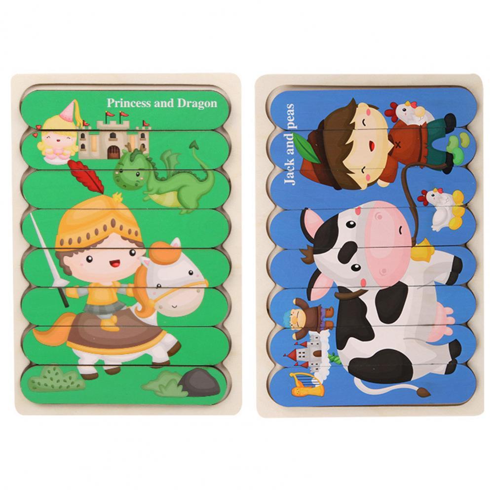 Double-Sided Educational Puzzle Set with Wooden Pegs for Kids
