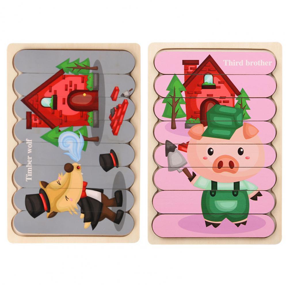 Double-Sided Educational Puzzle Set with Wooden Pegs for Kids