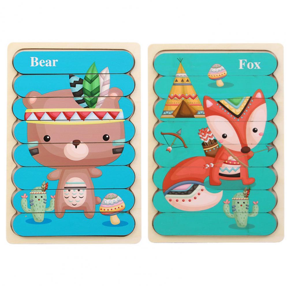 Double-Sided Educational Puzzle Set with Wooden Pegs for Kids
