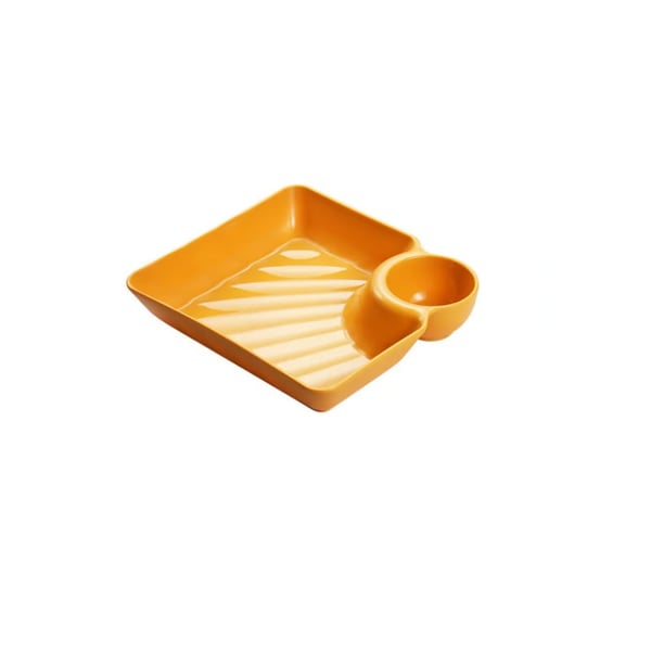 Stackable Snack and Dip Serving Plate with Sauce Bowl - 4 Colors