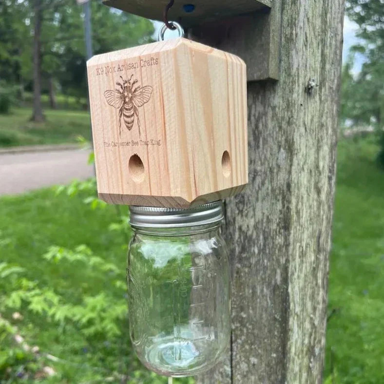 Chemical-Free Outdoor Carpenter Bee Catcher – Wooden Trap for Decks, Fences & Eaves