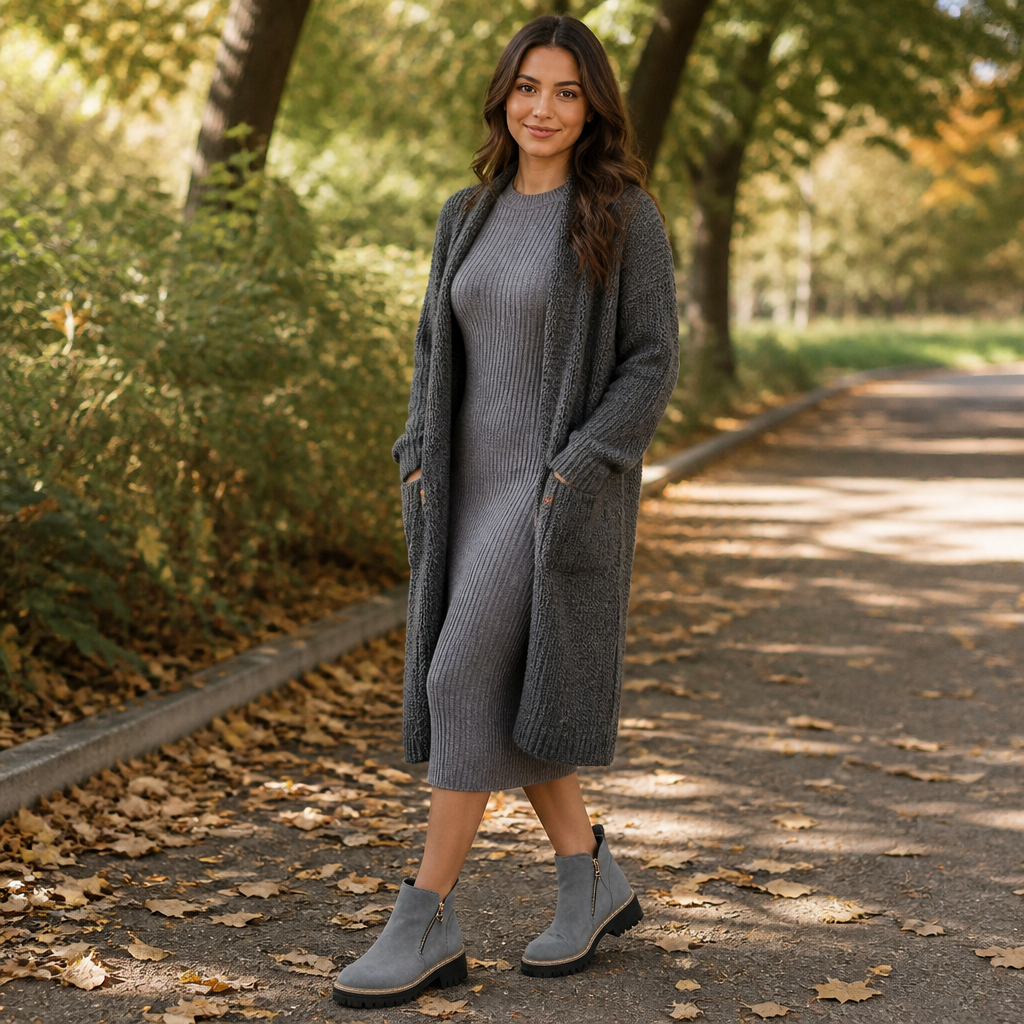 ArdentStride™ – Suede-Look Side-Zip Lug-Sole Ankle Boots