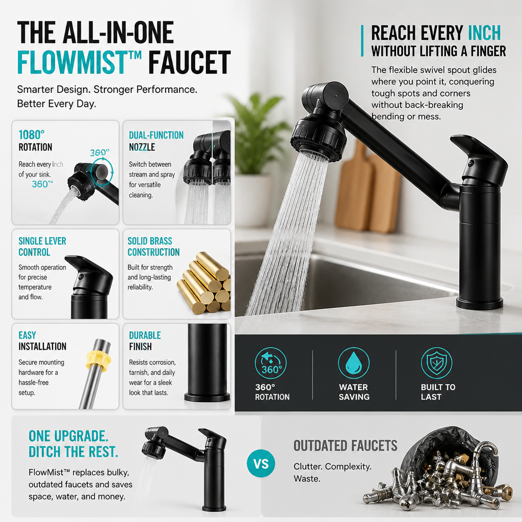 FlowMist™ — Swivel to Every Corner and Rinse Splash-Free Every Day | Full Faucet Upgrade