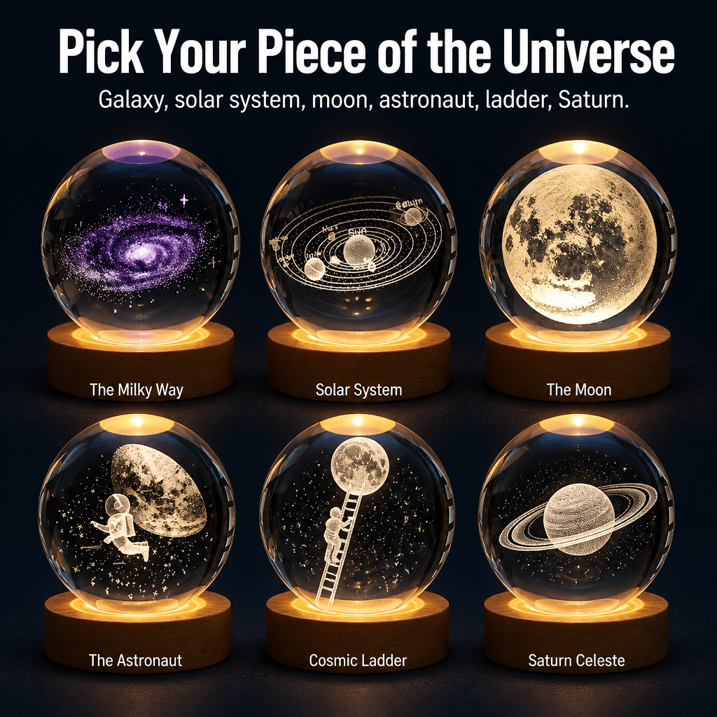 StellarSphere™ — Turn Any Nightstand into a Warm, Glowing Pocket Galaxy